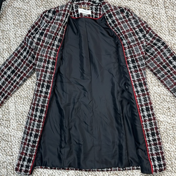 CALVIN KLEIN TWEED JACKET CAREER BLACK RED WHITE OPEN FRONT SIZE 4 - Picture 12 of 16